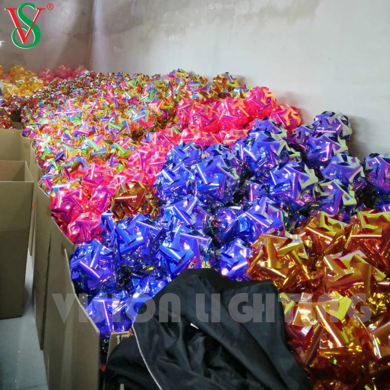 Блестящие сказочные подвесные светодиодные светильники из ПВХ со звездами для подвесных украшений на открытом воздухе