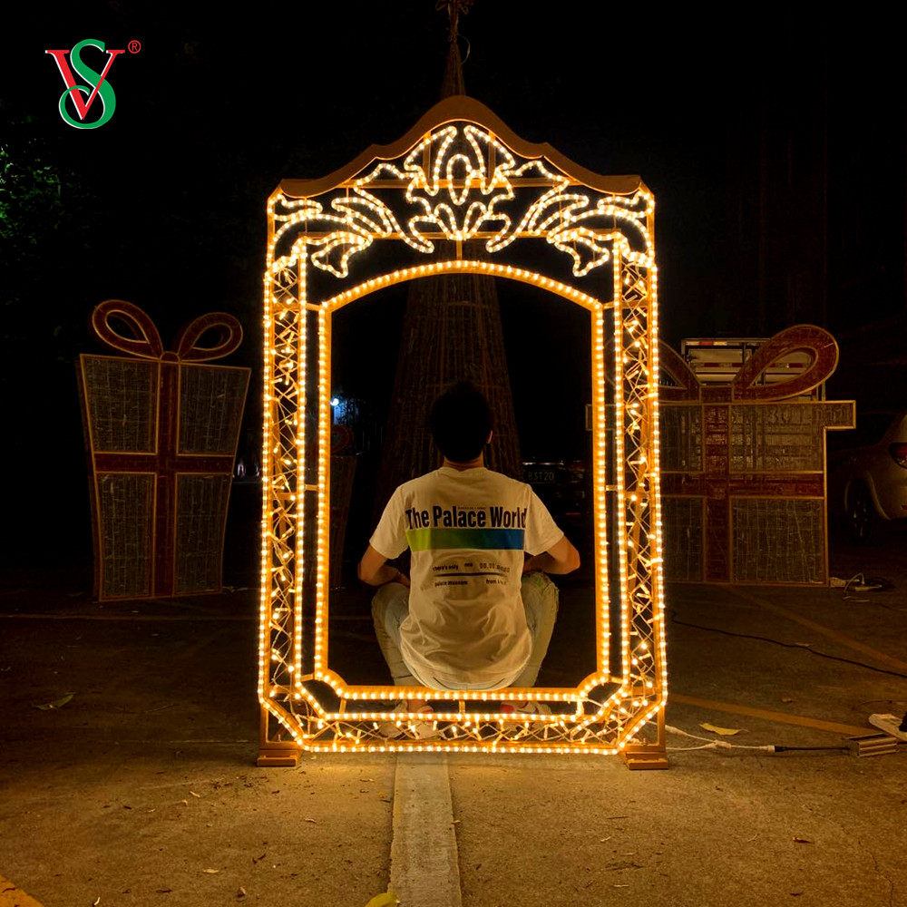 Светодиодные 2D фоторамки с мотивом для новогоднего фестиваля, наружного украшения