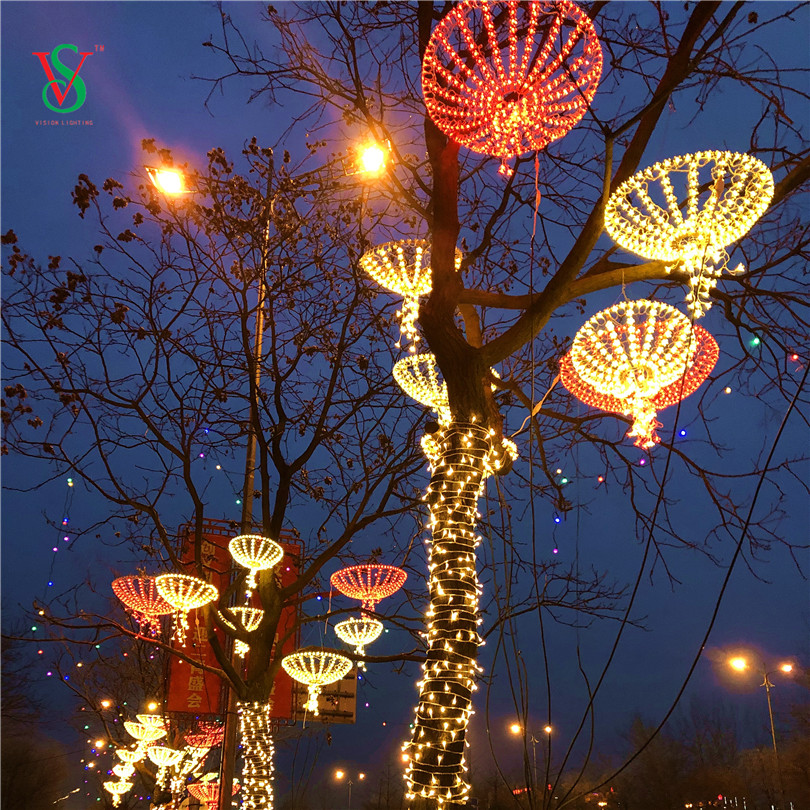 Анимированный Рождественский уличный декоративный светильник LED Sakura Umbrella Motif Light 