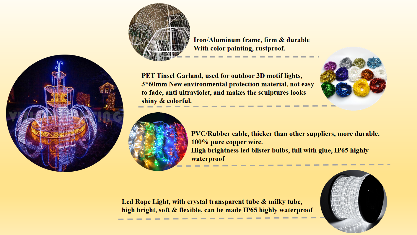 3D светодиодный световой фонтан Скульптура для открытых ландшафтных украшений