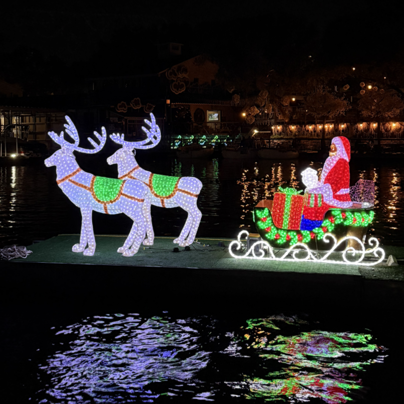 Открытый сад -стрит мотив акриловый олень Санта -Клаус с светом на санях свет