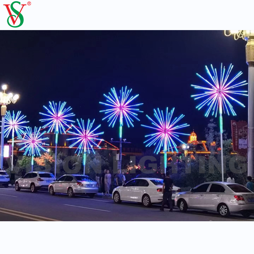 Рождественское украшение на открытом воздухе 12 В RGB Fireworks Tree Motif Light для улицы