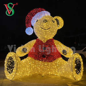 Led Outdoor Bear Light Гигантская 3D-скульптура Teddy Bear Motif Lights для торгового центра