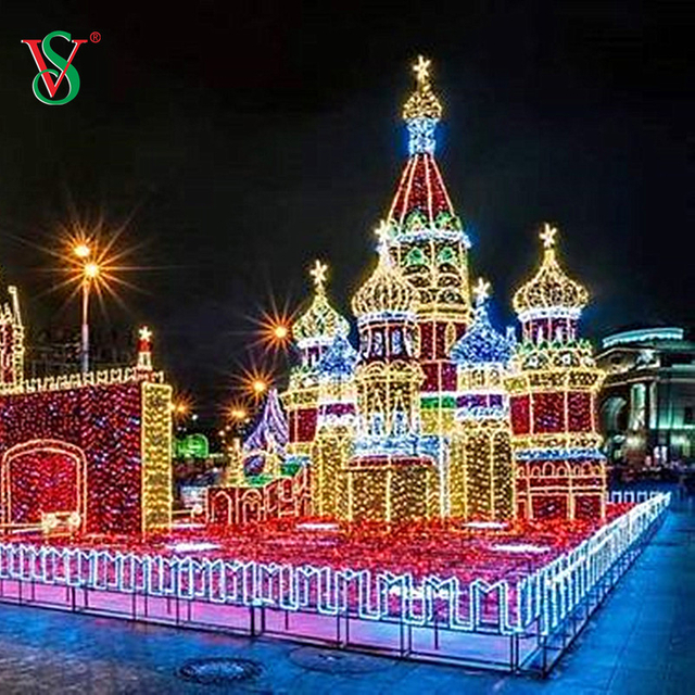 Открытый День Хэллоуина Мотив Огни Украшения Большой Замок Башня Скульптура Мотив Огни