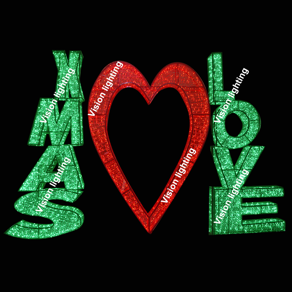 Наружное украшение Пейзаж IP65 Высококачественная 3D-скульптура светодиодная Рождественская праздничная мотивная буквенная лампа