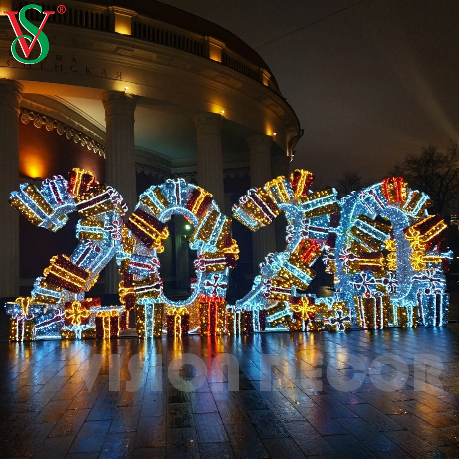 Открытый 3D-подсветка Рождественский Новый год вывеска светодиодный мотив украшения свет