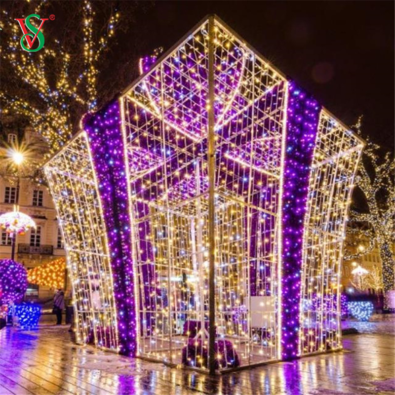 LED 3D Gift Box Present Motif Light для украшения рождественских праздников