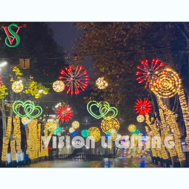 Рождественское украшение на открытом воздухе 12 В RGB Fireworks Tree Motif Light для улицы