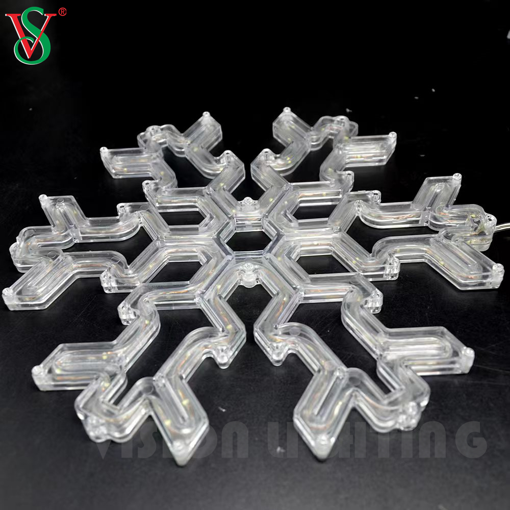 Рождественские наружные украшения, висячие украшения, светодиодные акриловые снежинки, мотив, огни