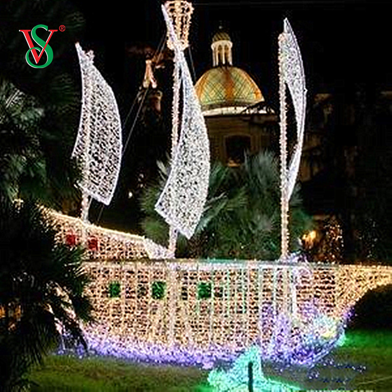 Гигантский светодиодный 3D-светильник с мотивом корабля для праздничного украшения на открытом воздухе