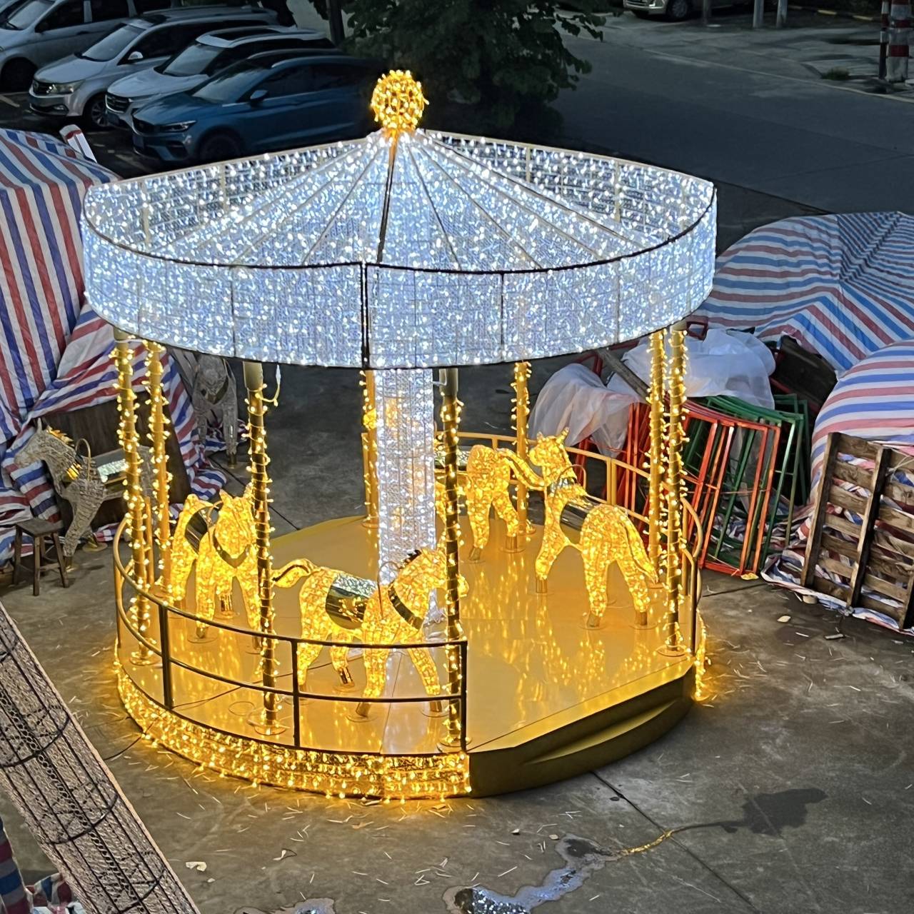 3D освещенная скульптура лошадей животных с струйным светом для зоопарка -парка.