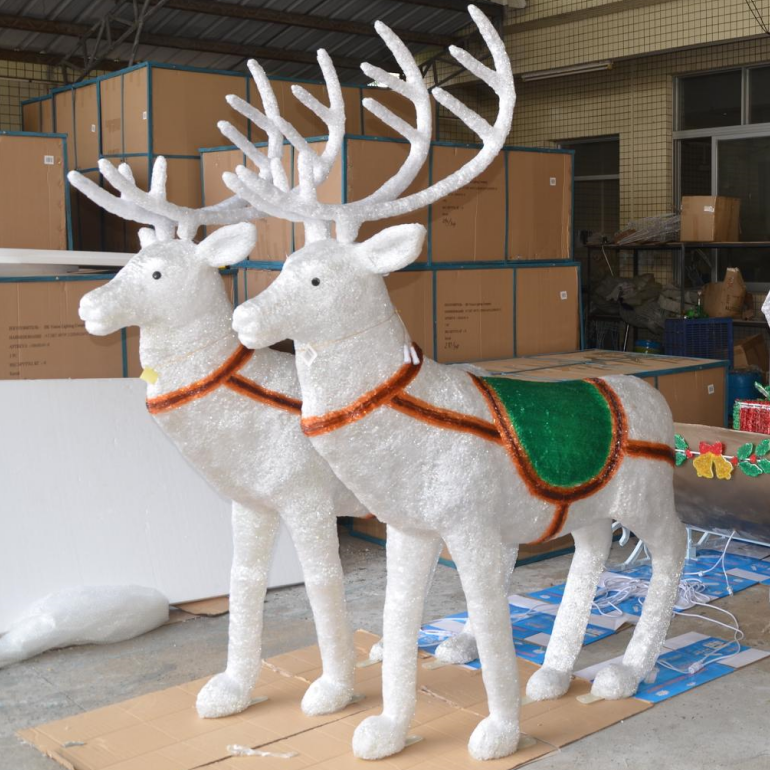 Открытый сад -стрит мотив акриловый олень Санта -Клаус с светом на санях свет