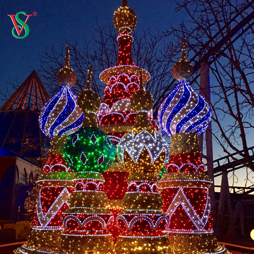 Открытый День Хэллоуина Мотив Огни Украшения Большой Замок Башня Скульптура Мотив Огни