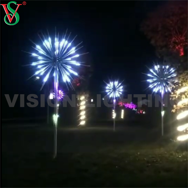 Рождественское украшение на открытом воздухе 12 В RGB Fireworks Tree Motif Light для улицы