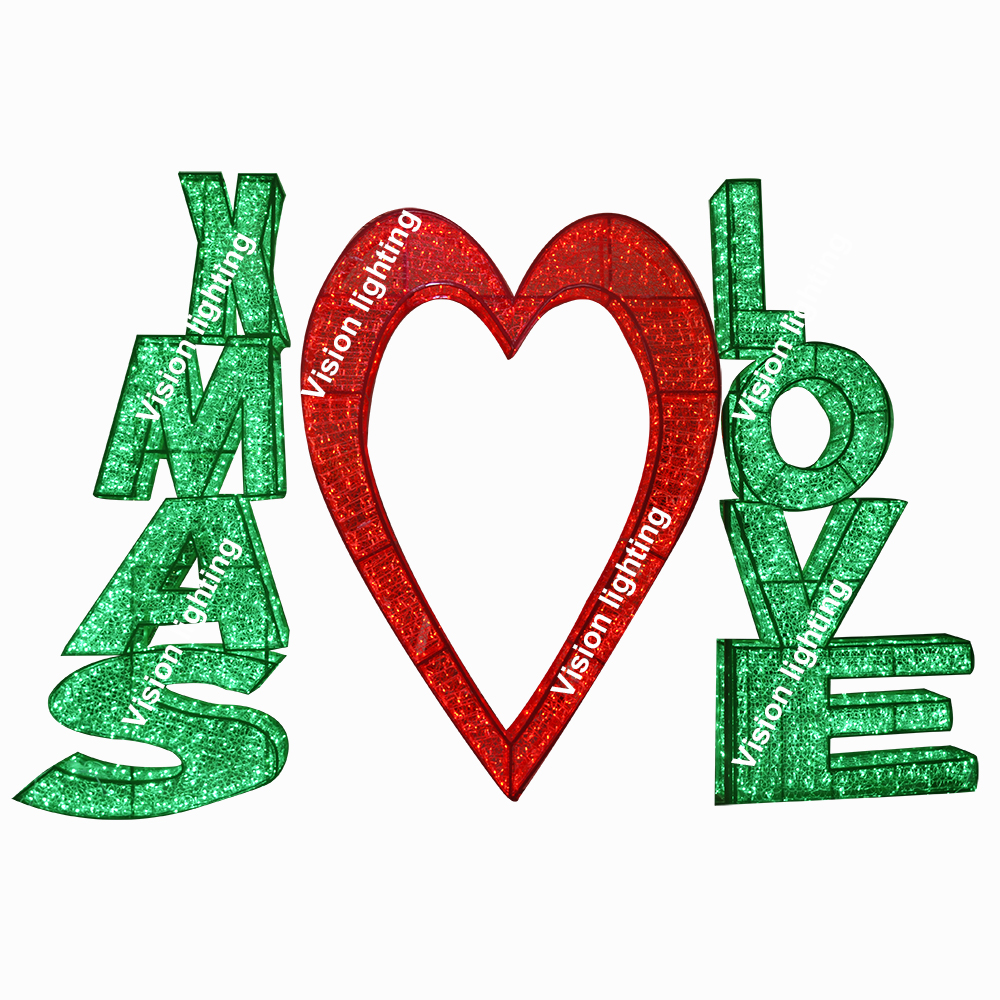 Наружное украшение Пейзаж IP65 Высококачественная 3D-скульптура светодиодная Рождественская праздничная мотивная буквенная лампа